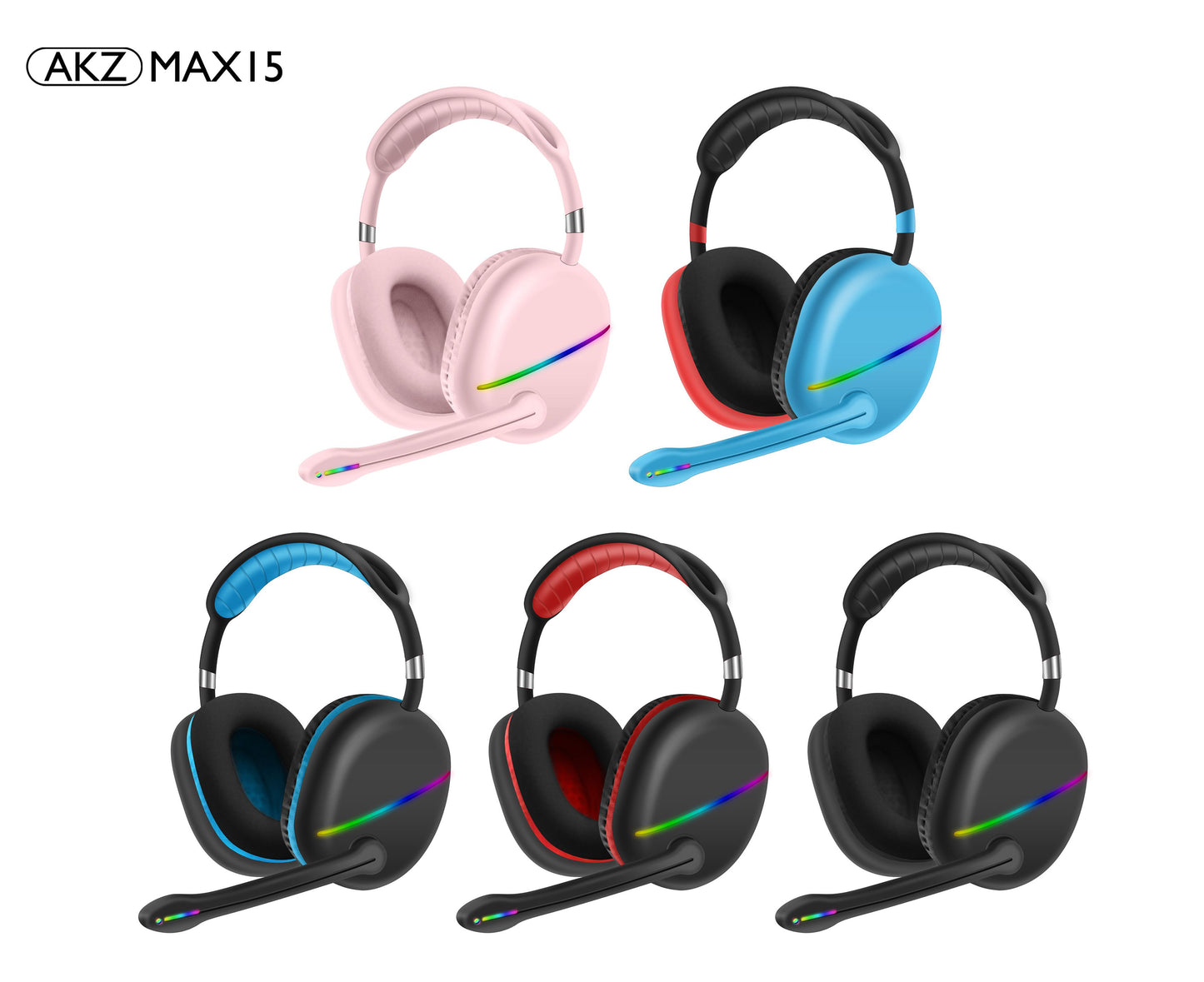 MAX15 Νέο ακουστικό RGB Ακουστικό Bluetooth Εξωτερικό υπογούφερ μικροφώνου Μεγάλη διάρκεια ζωής μπαταρίας Ακουστικά παιχνιδιών