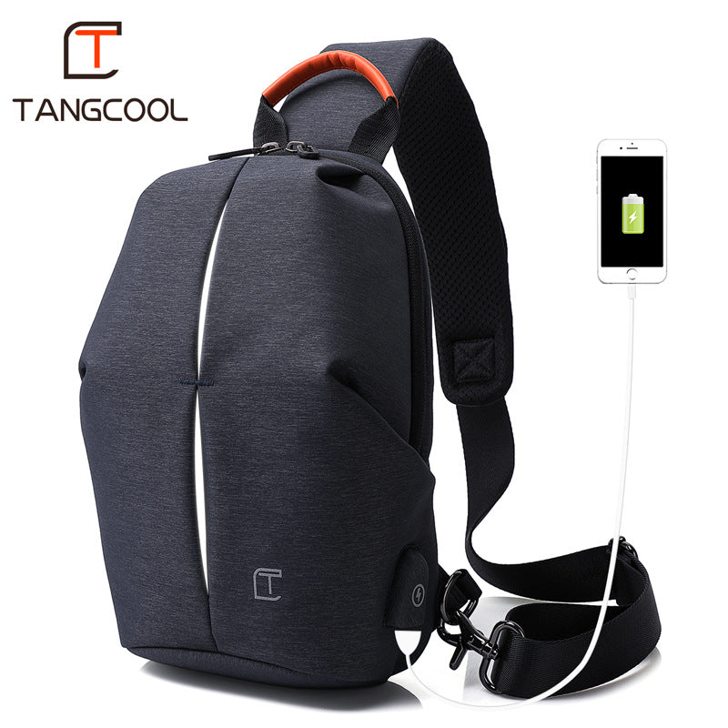 New Chest Bag Men's Korean Version Waterproof Messenger Bag Casual Trend USB Shoulder Bag Sling Bag