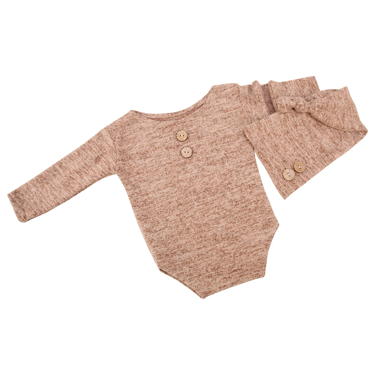 Newborn Full Moon Hundred Days Photography Baby Photo Clothes Props Button Hat 2-Piece Set