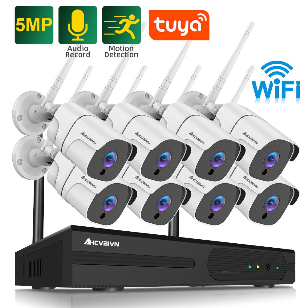 5MP Video Surveillance Recorder Security Cameras System Smart Life Wifi Wireless Cctv Cam Outdoor Home 4/8CH Nvr Kit Tuya App