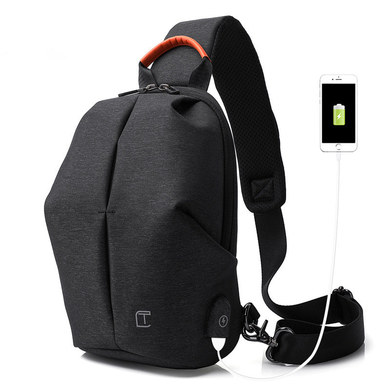 New Chest Bag Men's Korean Version Waterproof Messenger Bag Casual Trend USB Shoulder Bag Sling Bag