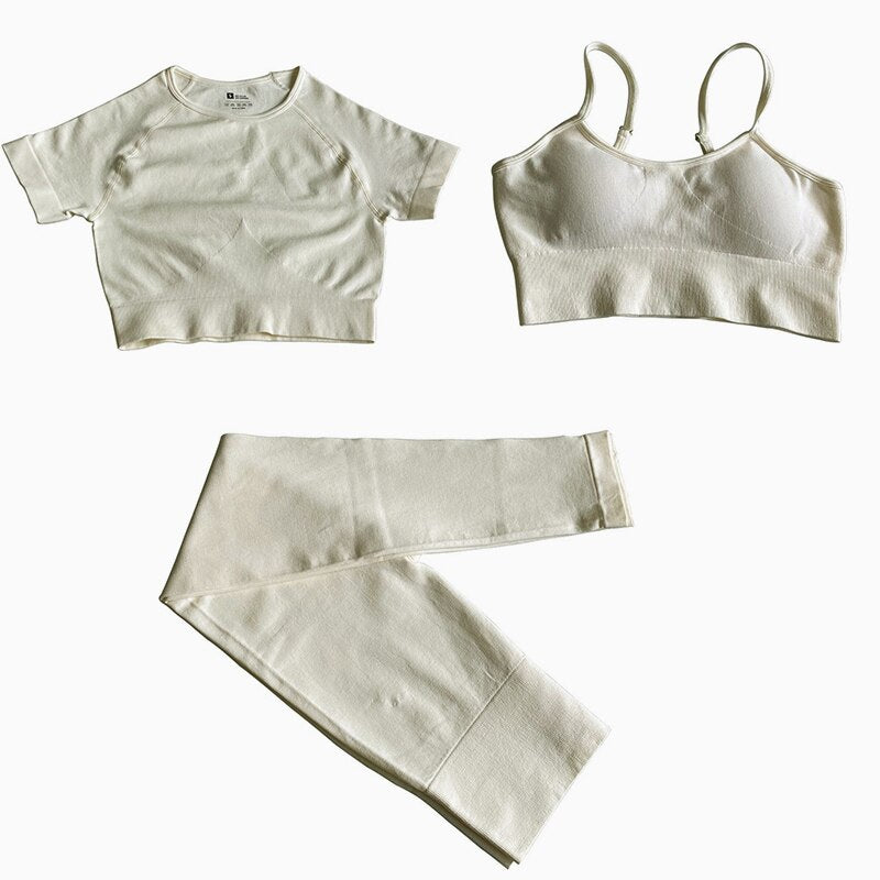 2Pcs/3Pcs/4Pcs Yoga Set Women Clotching Fitness Sportswear Seamless High Waist Leggings Shorts Shirt Crop Top Sport Bra