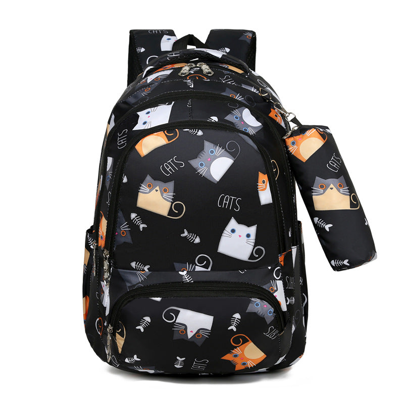 Backpack Girl Cartoon Cute Cat Print Elementary School Bag Kindergarten - KoukouSmart