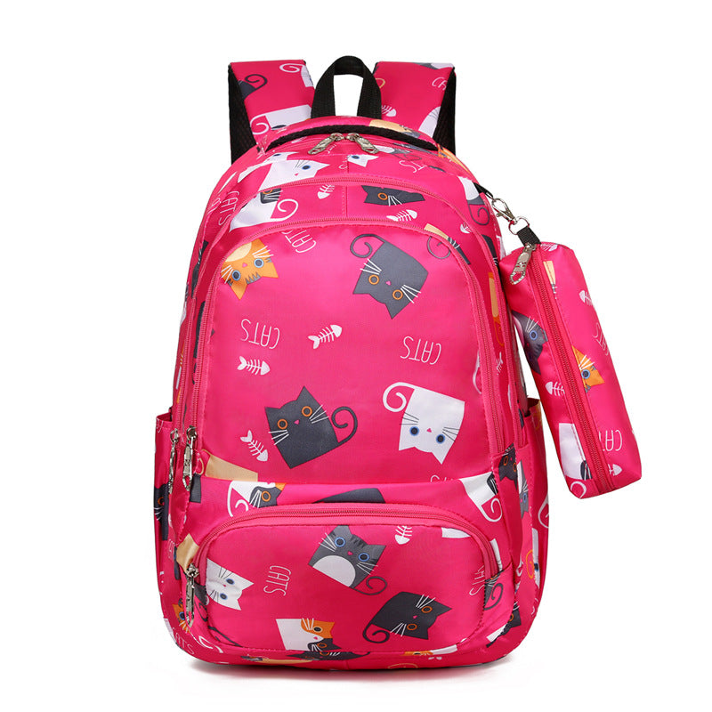 Backpack Girl Cartoon Cute Cat Print Elementary School Bag Kindergarten - KoukouSmart