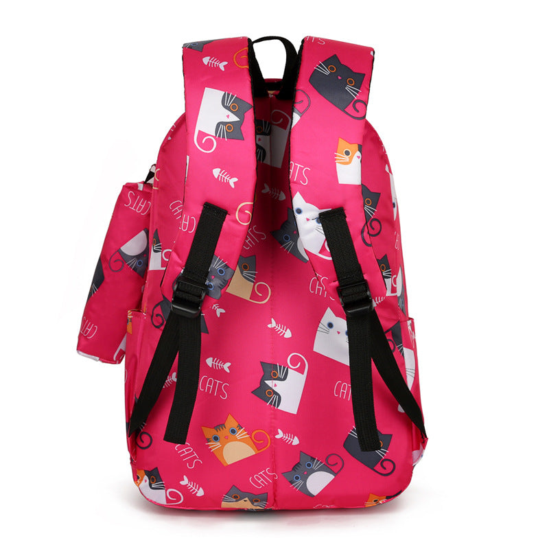 Backpack Girl Cartoon Cute Cat Print Elementary School Bag Kindergarten - KoukouSmart