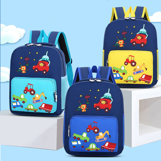 Kindergarten Backpack Cartoon Cute Children Go Out To Reduce The Burden Of Backpack Nylon Cloth Hit Color Small Animal School Bag - KoukouSmart