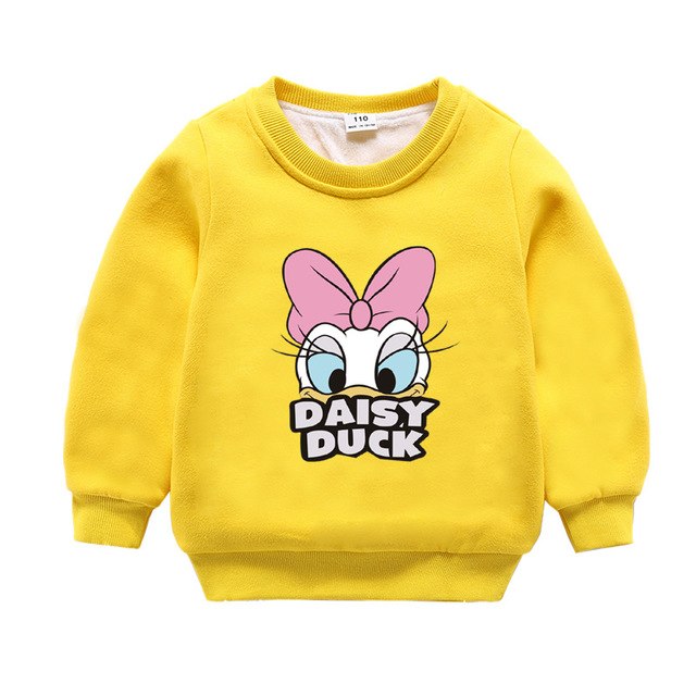 Jargazol Baby Girl Clothes  Autumn Winter Fleece Sweatshirt Cartoon Duck Printed Todder Boy Tops Children Cotton Kids Shirt
