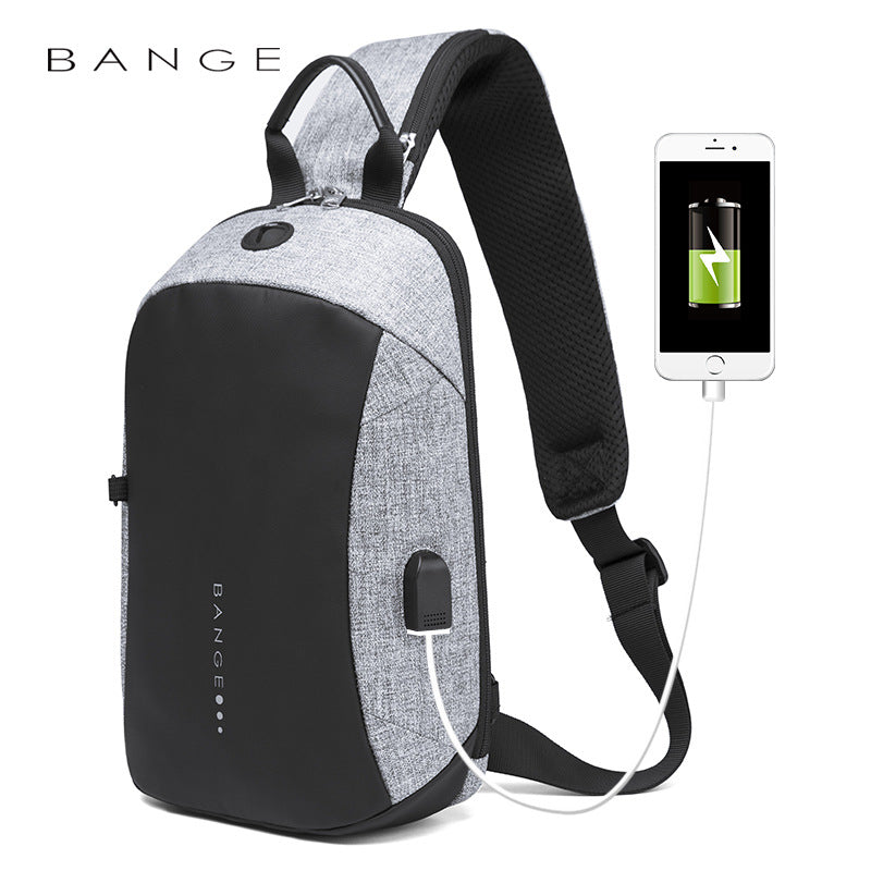 New Fashion All-Match Trend Anti-Theft Technology USB Portable Outdoor Shoulder Bag Men's Messenger Chest Bag