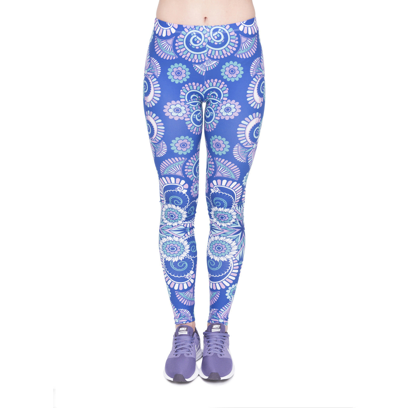 High Waist Shaping Hip Lifting Yoga Pants Women Printing Running Fitness Pants Polyester Milk Silk Leggings