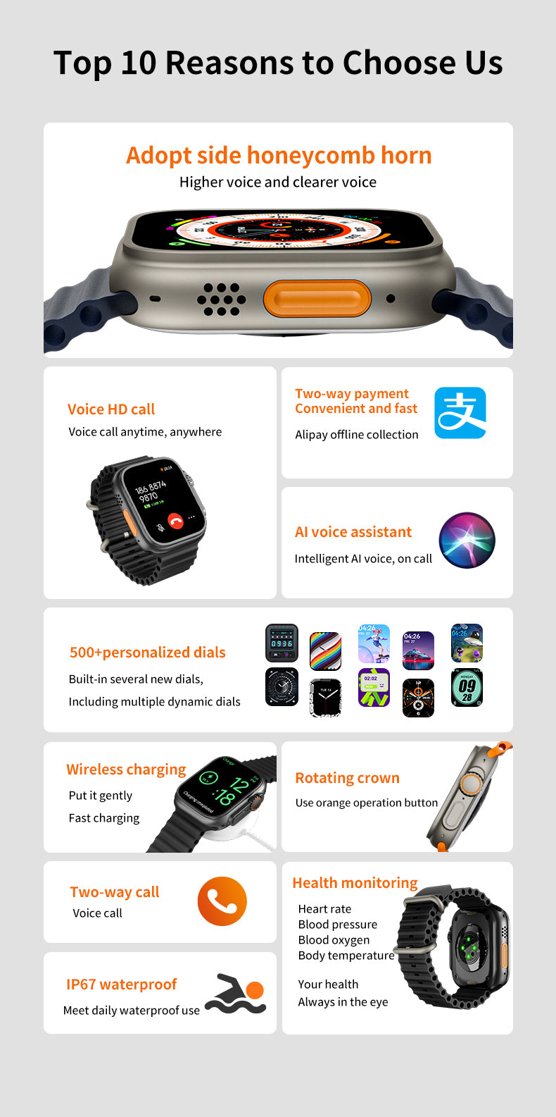 GS S8 Ultra Smart Watch Heart Rate Blood Oxygen Bluetooth Call Sport