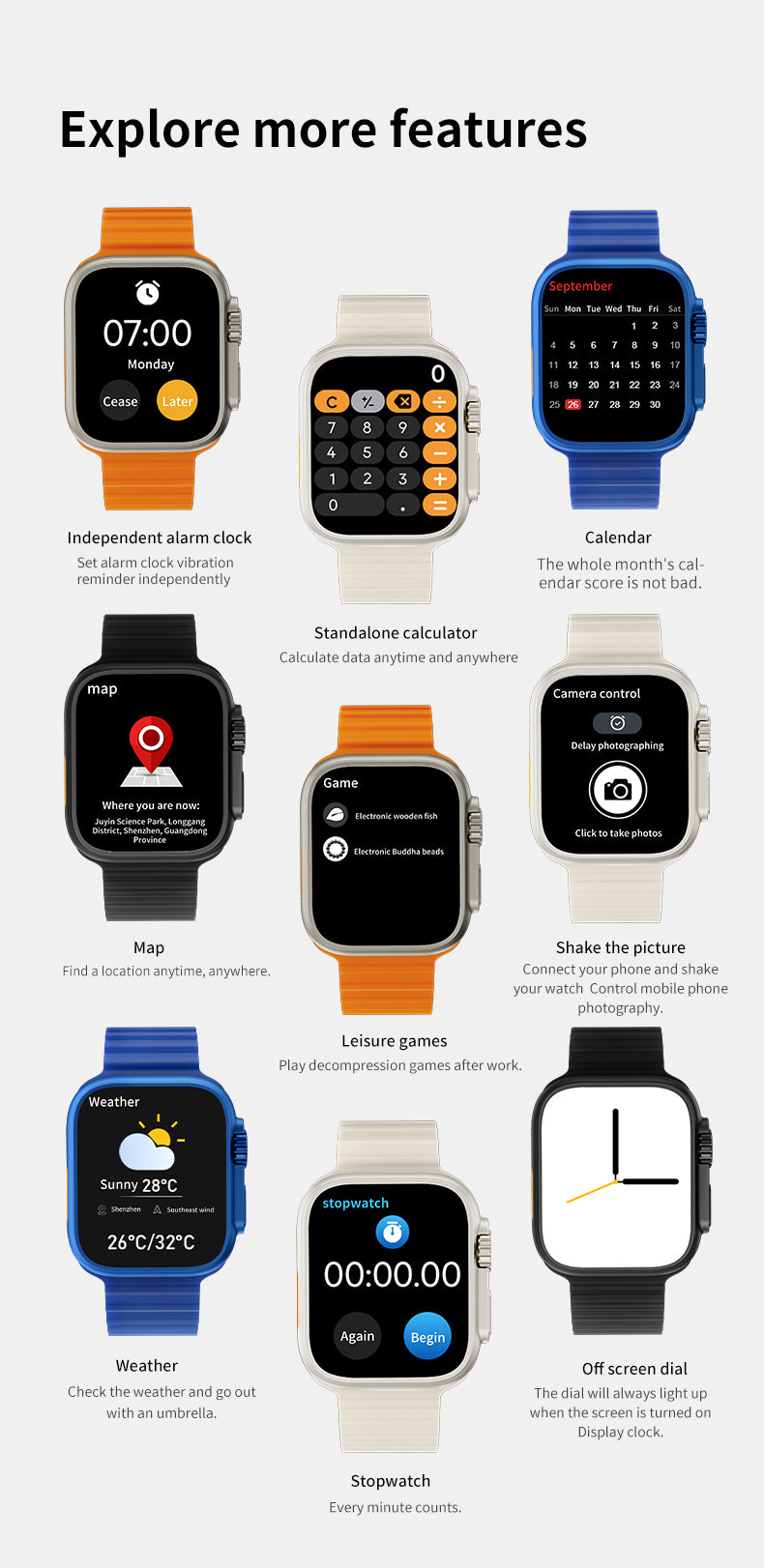 GS S8 Ultra Smart Watch Heart Rate Blood Oxygen Bluetooth Call Sport