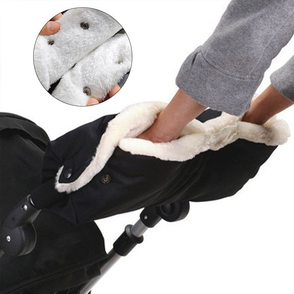 Warm Baby Winter Stroller Gloves Thicken Stroller Hand Muff Pram Accessories Waterproof Kids Pushchair Hand Cover Fur Mittens
