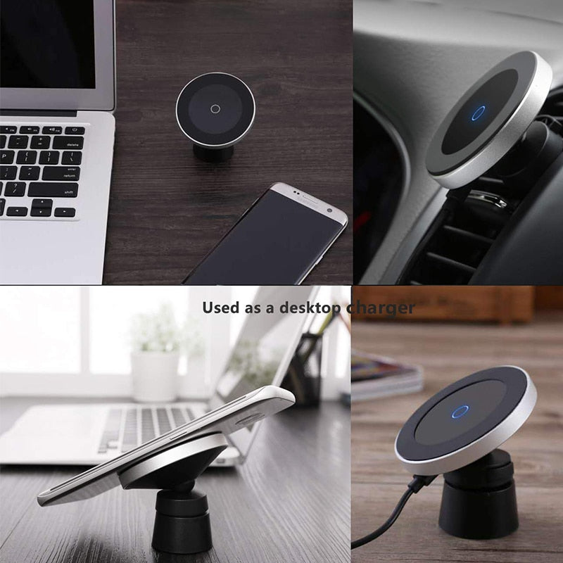 Qi Wireless Car Charger for iPhone Xs/XsMax/Xr/8plus Magnetic Phone Holder 10W Fast Car Wireless Charger for Samsung S9 S8 Note9