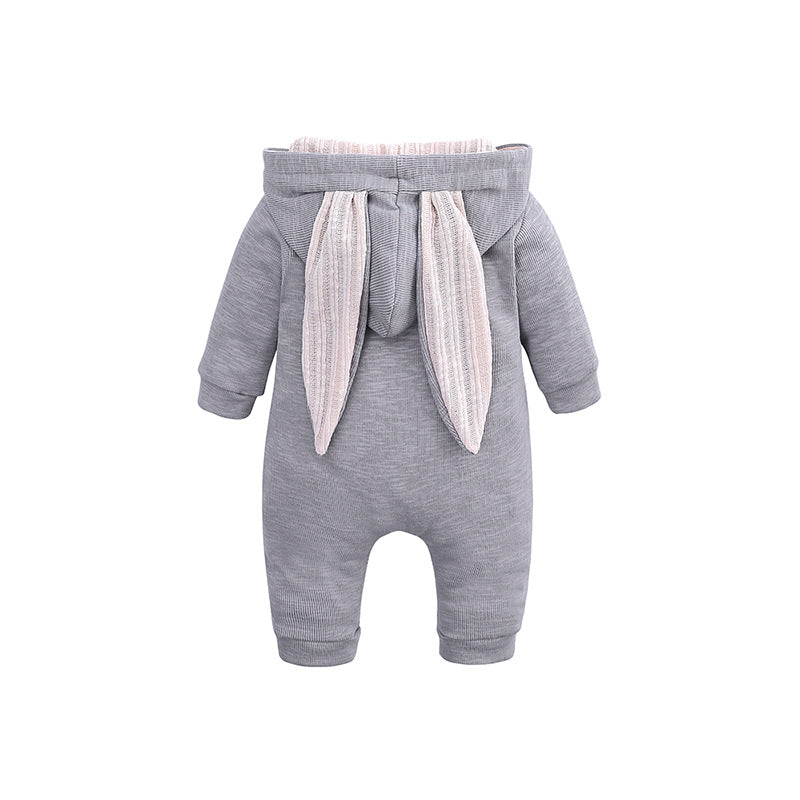 Infant Children's Big Ear Rabbit One-Piece l Hooded Zipper Jumpsuit Romper