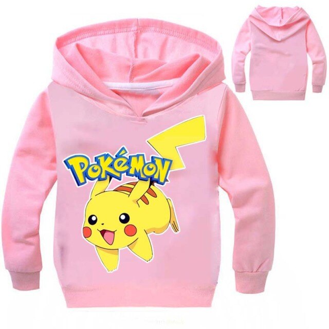 2-12Years Costume Pokemon Go Girls Hoodies and Sweatshirts Children Boy Sport T-shirts Kids Long Sleeve T shirts Hooded Nova