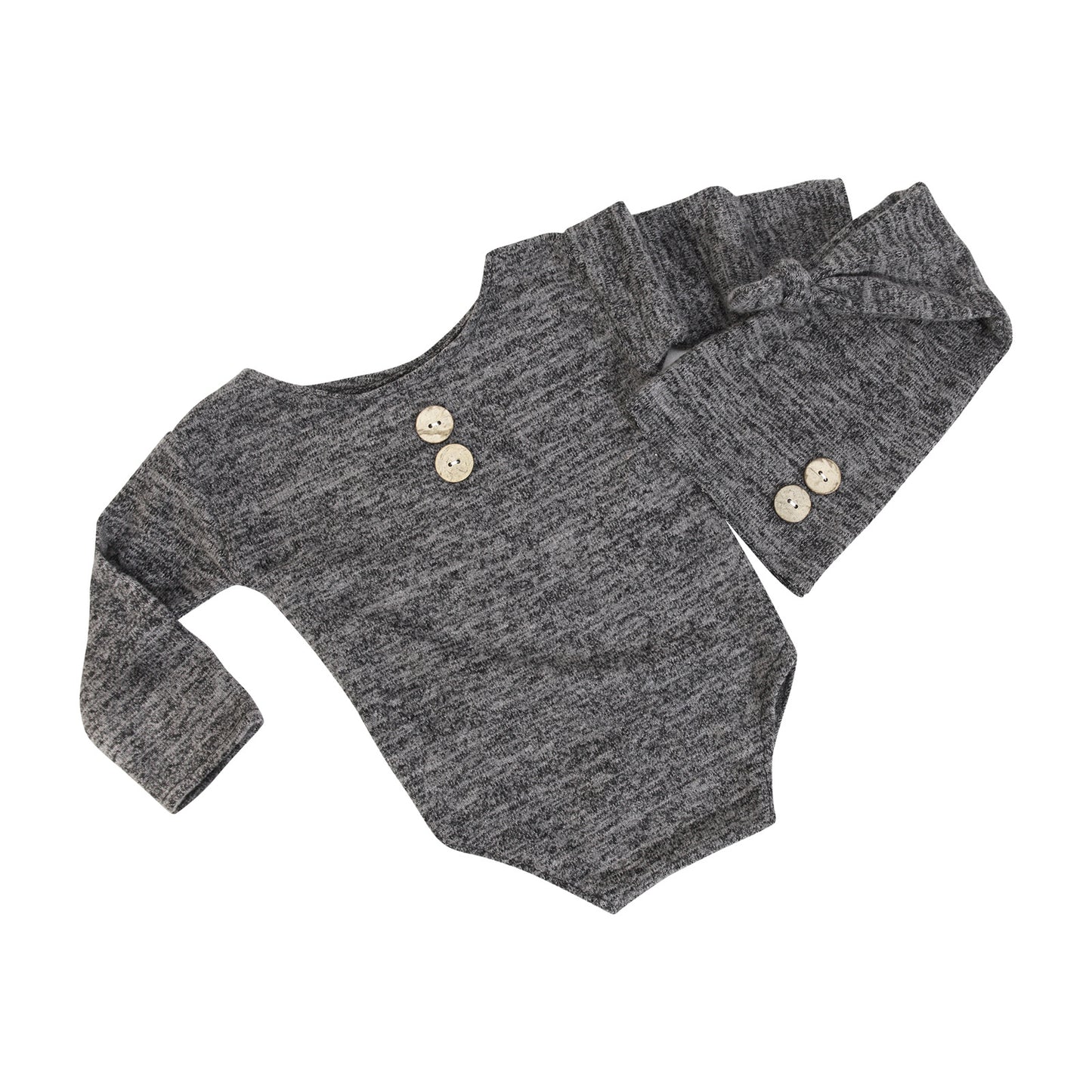 Newborn Full Moon Hundred Days Photography Baby Photo Clothes Props Button Hat 2-Piece Set