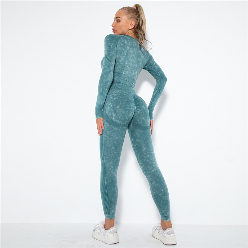 Fitness Gym Sets 2pcs Sports Push Up Suits  High Strech Strunch Yoga Leggings Sets Workout Outfit Women Running Yoga Suits