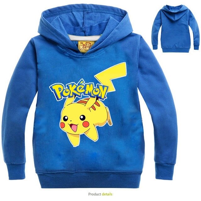 2-12Years Costume Pokemon Go Girls Hoodies and Sweatshirts Children Boy Sport T-shirts Kids Long Sleeve T shirts Hooded Nova