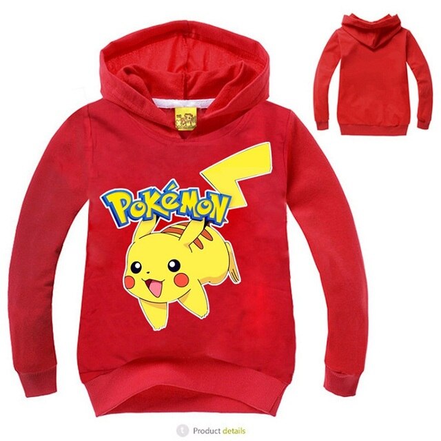 2-12Years Costume Pokemon Go Girls Hoodies and Sweatshirts Children Boy Sport T-shirts Kids Long Sleeve T shirts Hooded Nova