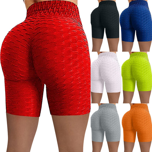Summer Knit Shorts High Waist Hip Tight Leggings Stretch Running Biker Shorts
