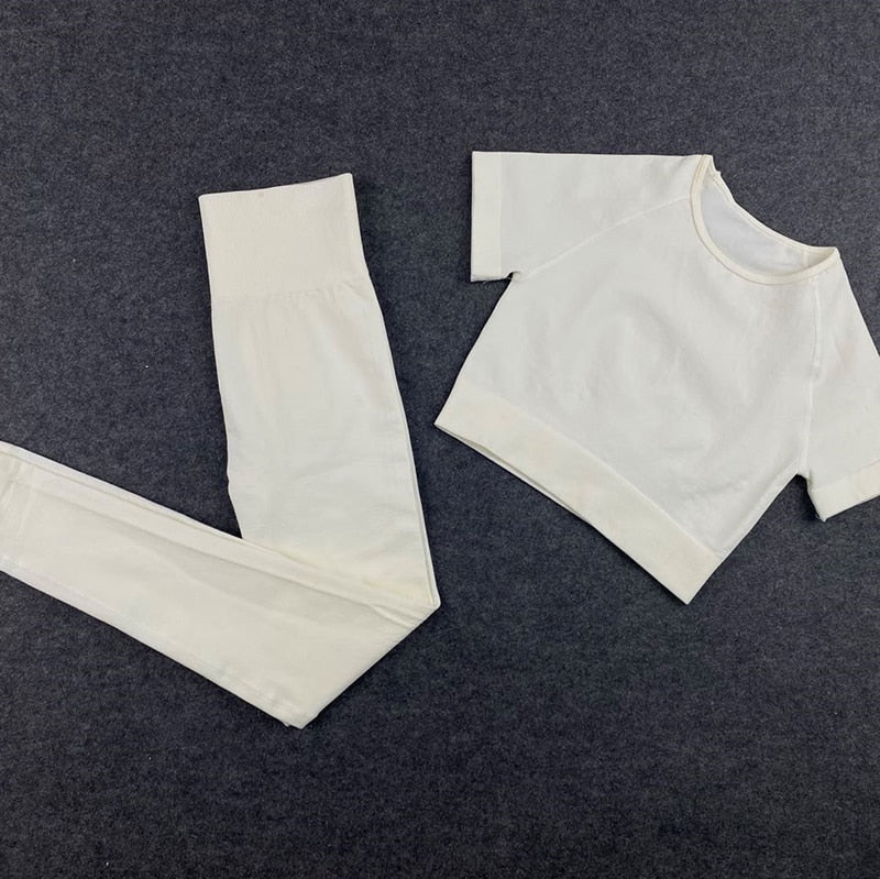 2Pcs/3Pcs/4Pcs Yoga Set Women Clotching Fitness Sportswear Seamless High Waist Leggings Shorts Shirt Crop Top Sport Bra