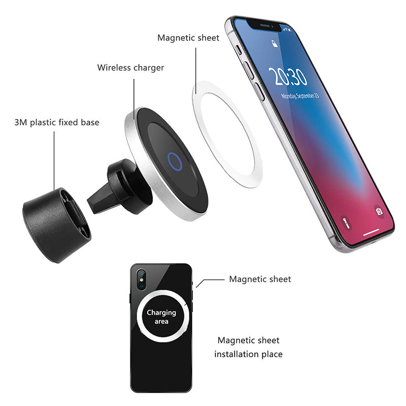 Qi Wireless Car Charger for iPhone Xs/XsMax/Xr/8plus Magnetic Phone Holder 10W Fast Car Wireless Charger for Samsung S9 S8 Note9