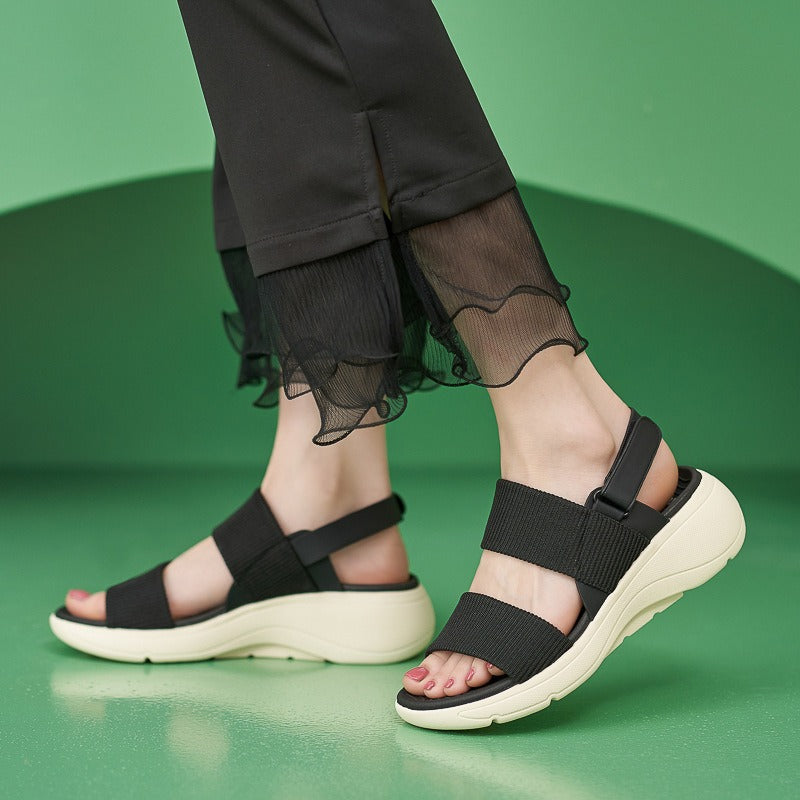 Womens Platform Sandals Ankle Strap Comfy Summer Peep Toe Shoes Summer Sandals Women Non-slip Wear-resistant Retro Ladies Shoes