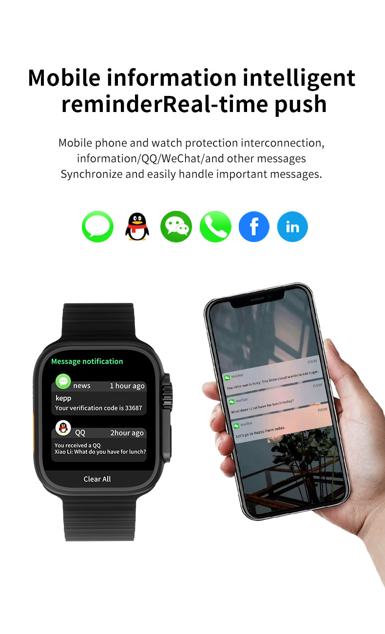 GS S8 Ultra Smart Watch Heart Rate Blood Oxygen Bluetooth Call Sport