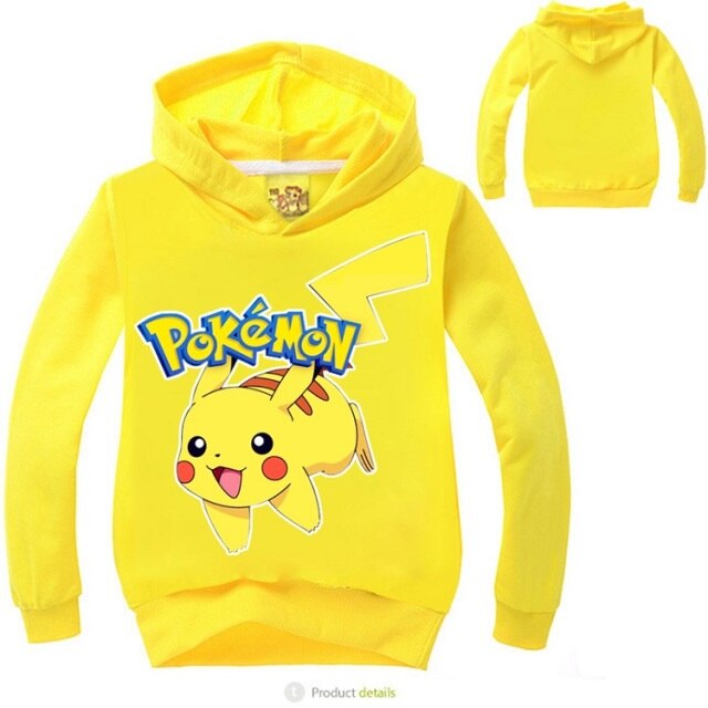 2-12Years Costume Pokemon Go Girls Hoodies and Sweatshirts Children Boy Sport T-shirts Kids Long Sleeve T shirts Hooded Nova