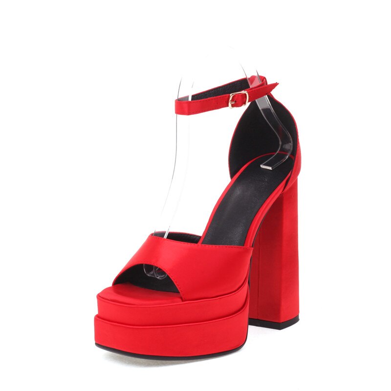 Women Sandals Summer Fashion Sexy Platforms Thick High Heels Ankle Strap Shoes Woman Wedding Party Prom Night Club Pumps