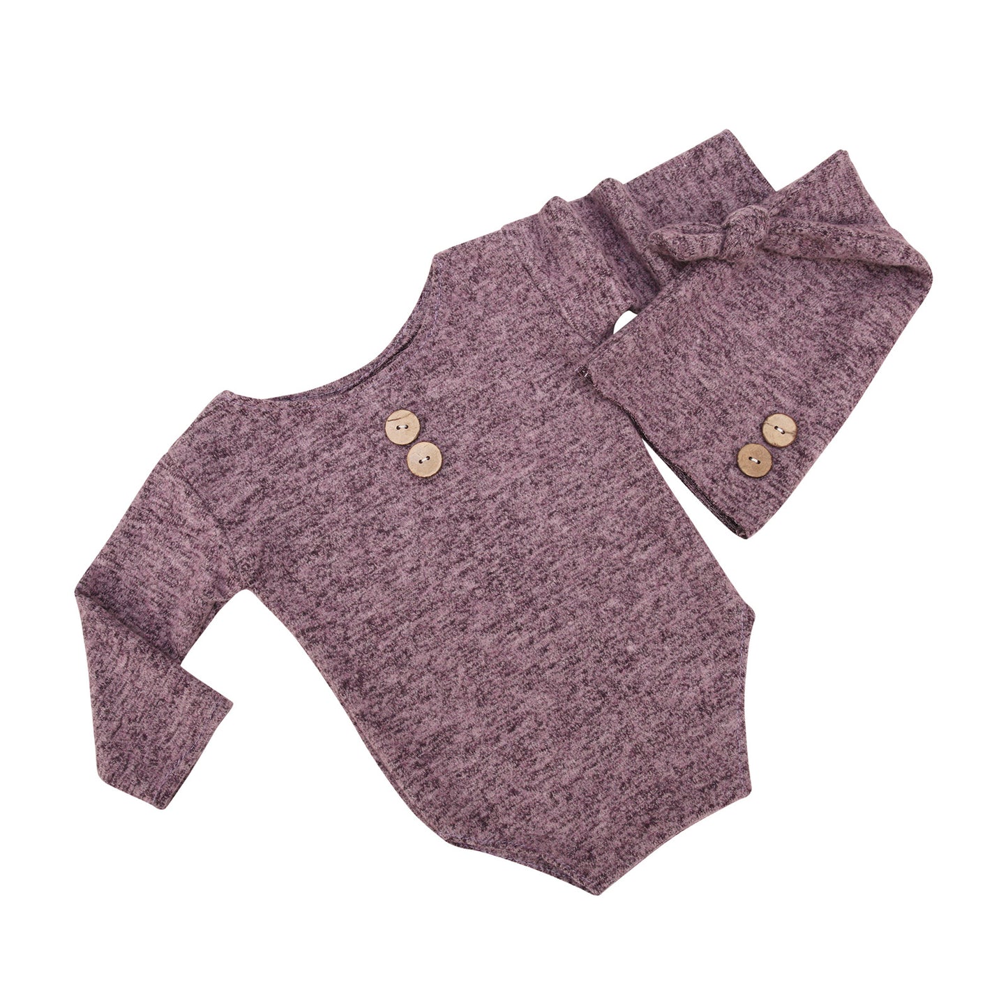 Newborn Full Moon Hundred Days Photography Baby Photo Clothes Props Button Hat 2-Piece Set