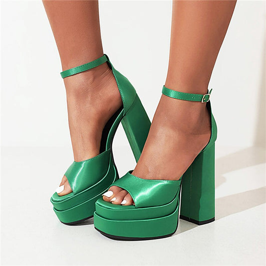 Women Sandals Summer Fashion Sexy Platforms Thick High Heels Ankle Strap Shoes Woman Wedding Party Prom Night Club Pumps