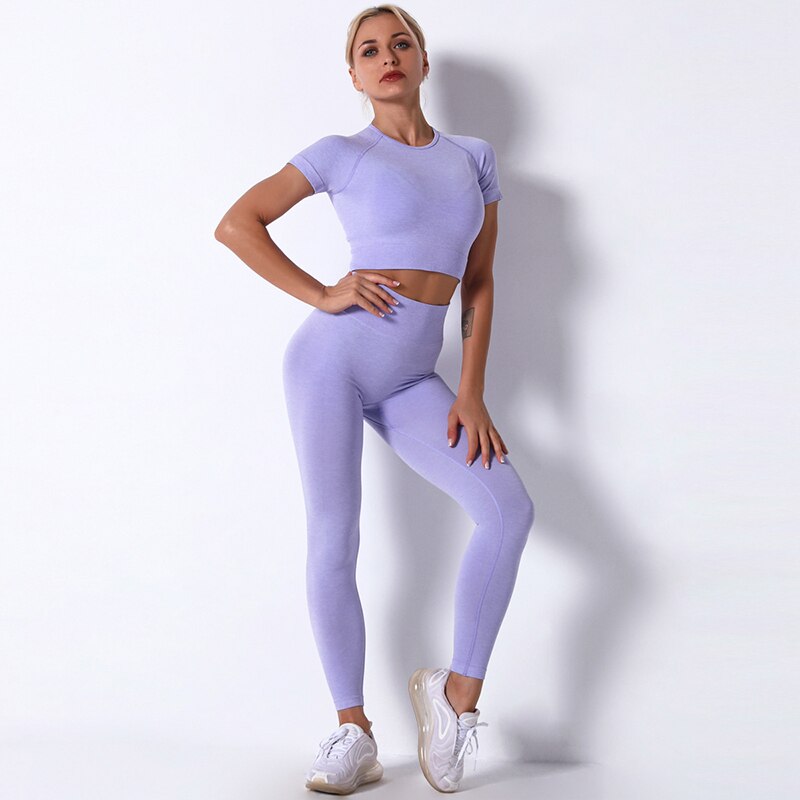 2Pcs/3Pcs/4Pcs Yoga Set Women Clotching Fitness Sportswear Seamless High Waist Leggings Shorts Shirt Crop Top Sport Bra