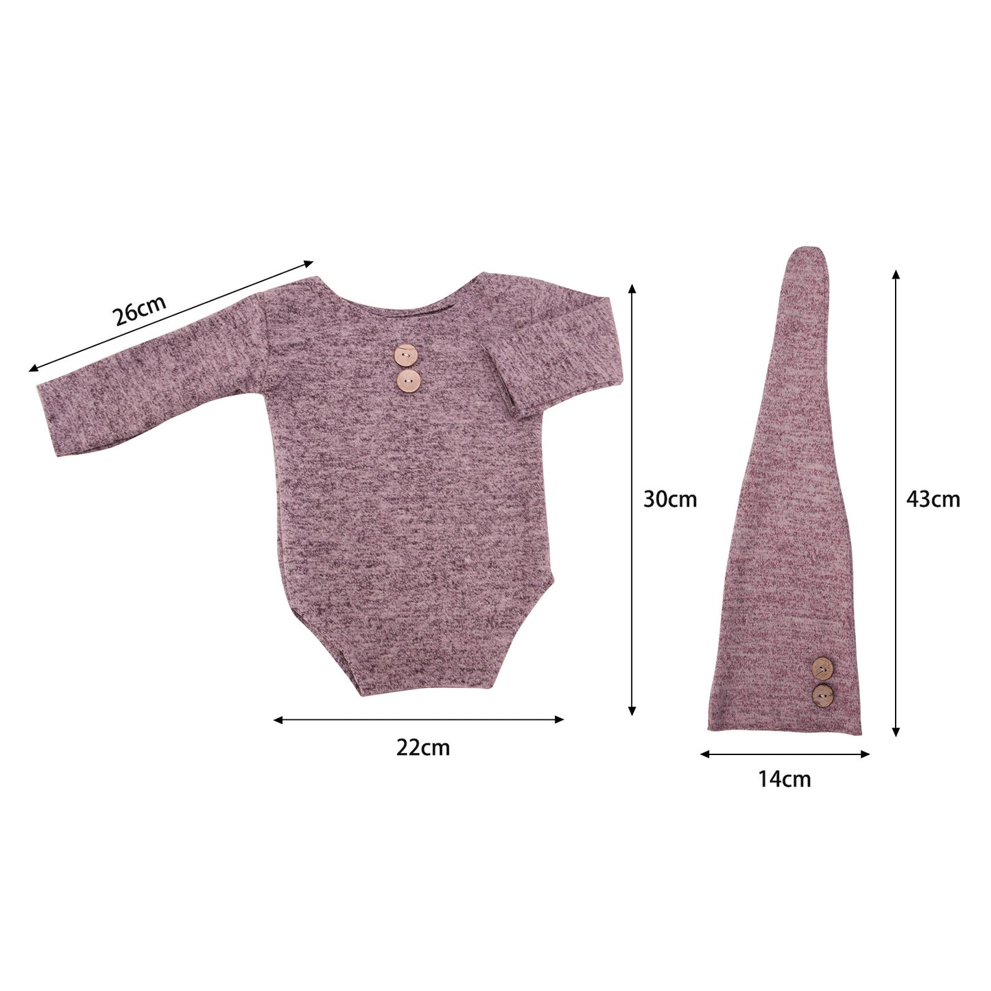 Newborn Full Moon Hundred Days Photography Baby Photo Clothes Props Button Hat 2-Piece Set