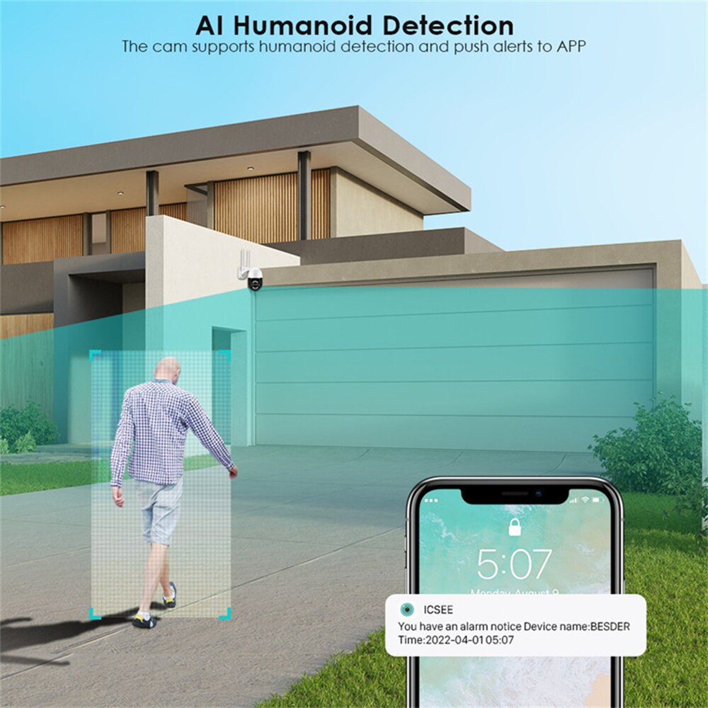 8MP Dual Lens 2.8mm -12mm 8X Zoom 4K Dual Lens PTZ WiFi IP Camera Outdoor AI Human Tracking CCTV Audio Home Security Camera