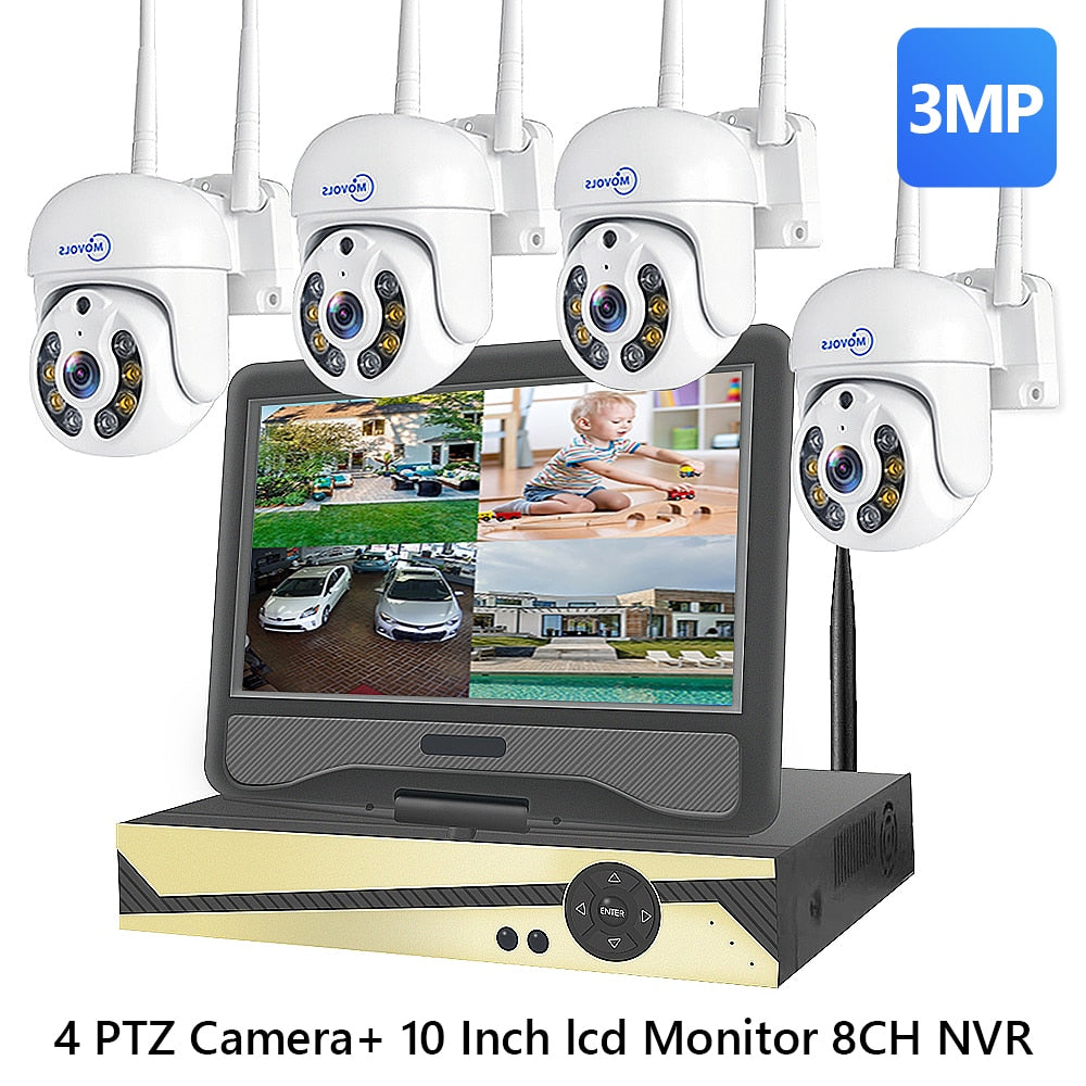 Movols H.265 3MP 5MP HD Wireless CCTV System Two Way Audio Waterproof PTZ WIFI IP Security Camera 8CH NVR Video Surveillance Kit
