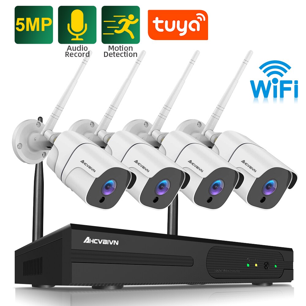 5MP Video Surveillance Recorder Security Cameras System Smart Life Wifi Wireless Cctv Cam Outdoor Home 4/8CH Nvr Kit Tuya App