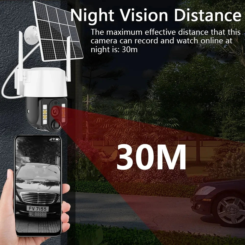 4G SIM Card Solar Camera Wifi CCTV Surveillance Battery Powered CCTV Camera PIR Human Detection Smart Wireless IP Camera Outdoor