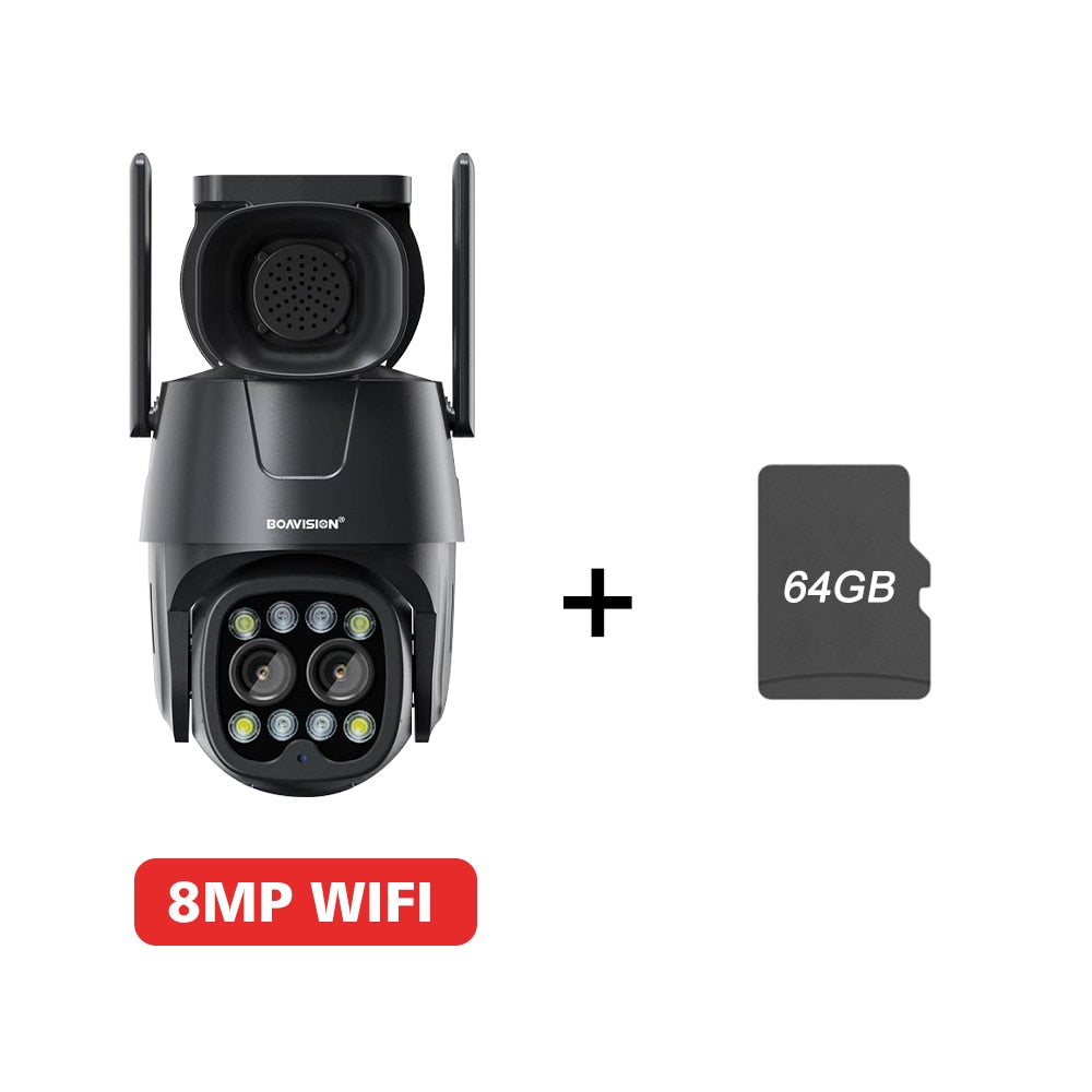 IP Camera Wifi/4G Sim Card PTZ 4MP 8MP Dual Lens 2.8mm-8mm 10X Zoom Outdoor AI Human Tracking Color Night Vision Security Camera - KoukouSmart