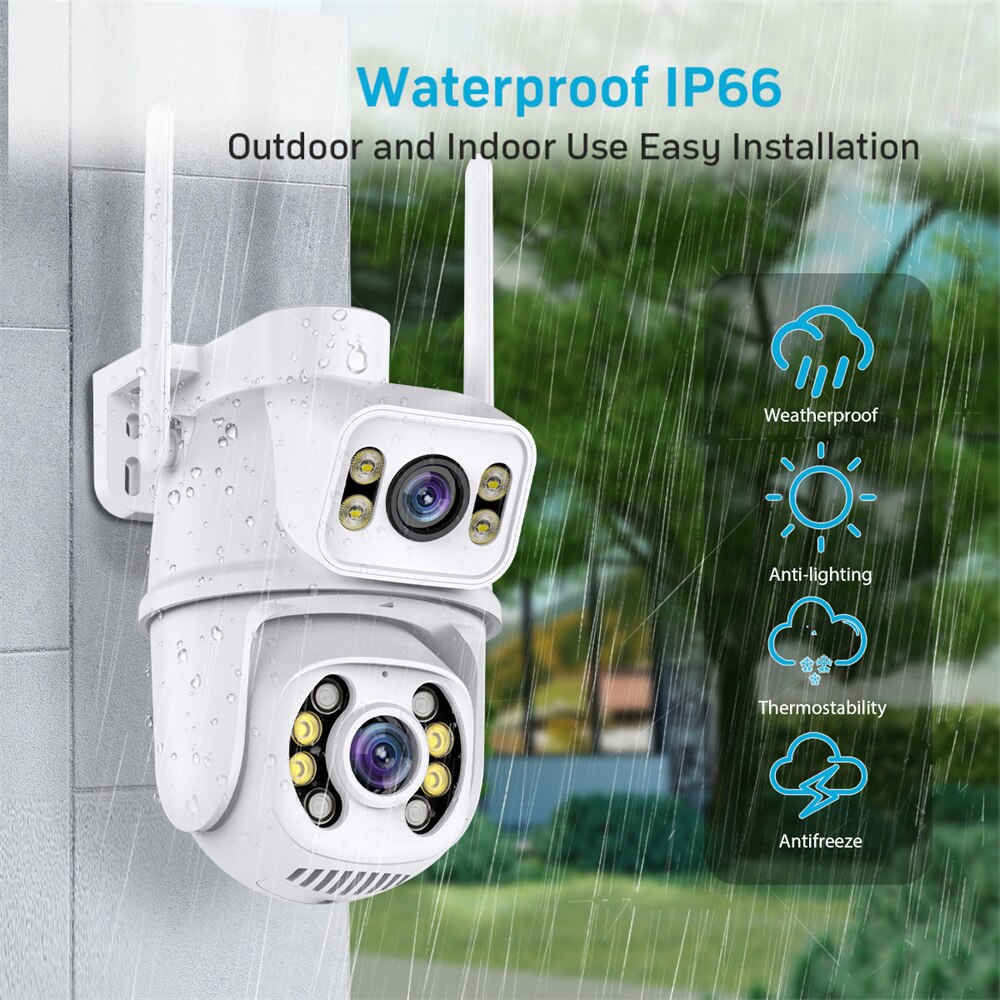 6MP 4K PTZ Wifi Camera Dual Lens with Dual Screen Ai Human Detect Auto Tracking Night Vision Outdoor Surveillance Camera ICSee