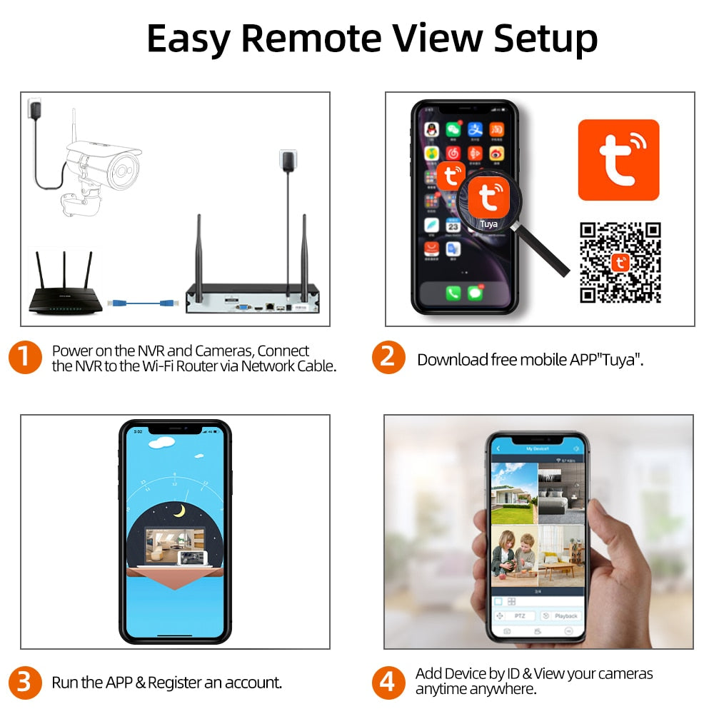 5MP Video Surveillance Recorder Security Cameras System Smart Life Wifi Wireless Cctv Cam Outdoor Home 4/8CH Nvr Kit Tuya App