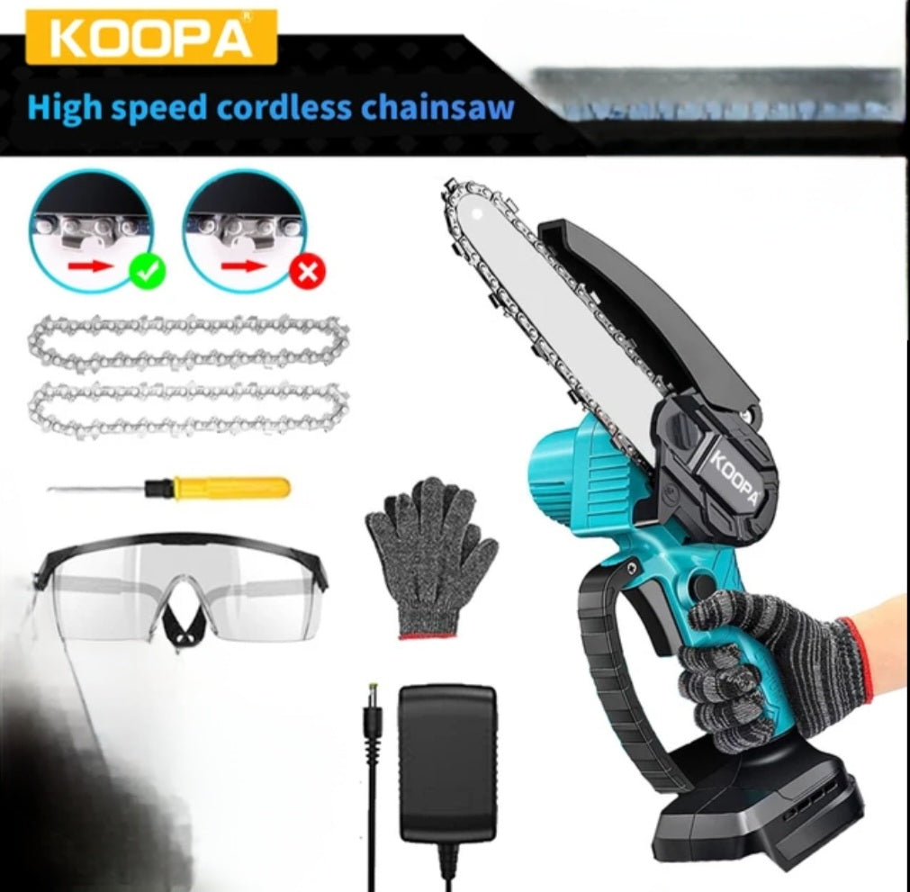 Koopa Tool Mini Chainsaw 6-Inch Powerful Cordless Rechargeable Handheld Small Electric Saw Powered by 21V 2000/3000mAh Batteries