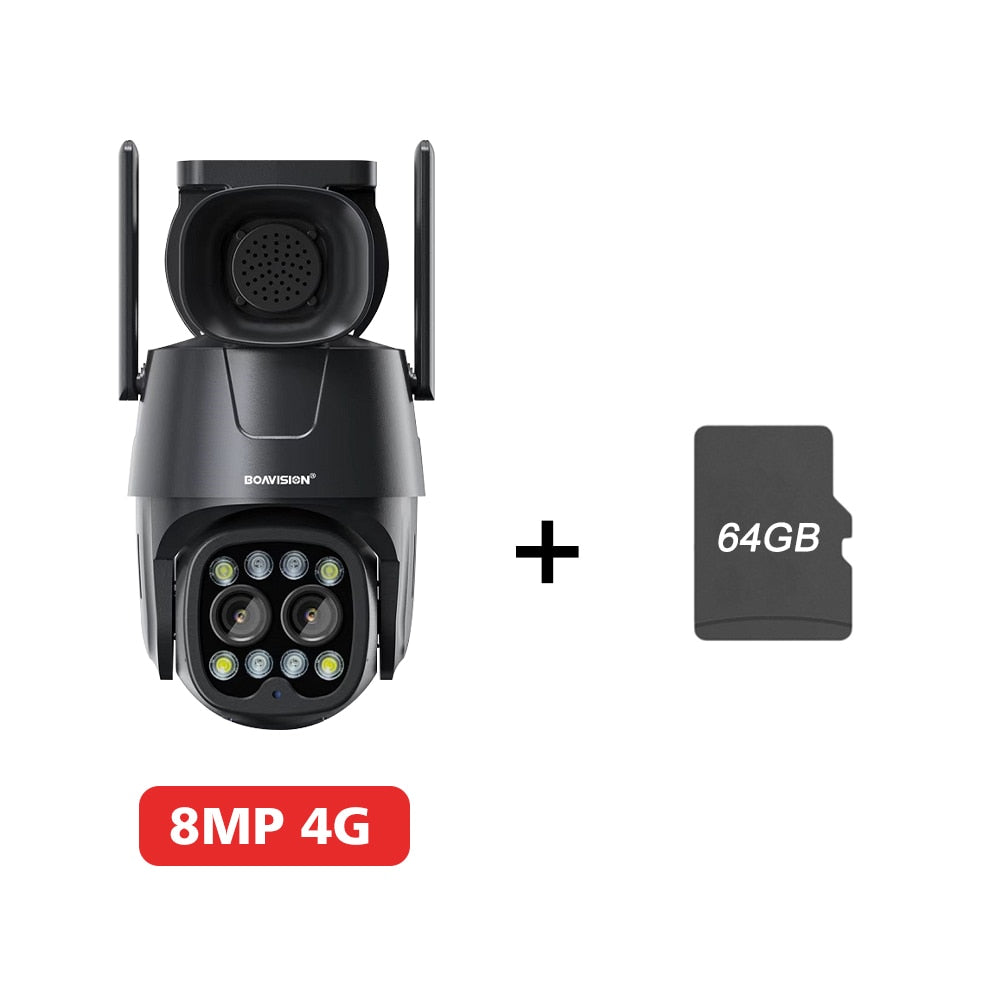 IP Camera Wifi/4G Sim Card PTZ 4MP 8MP Dual Lens 2.8mm-8mm 10X Zoom Outdoor AI Human Tracking Color Night Vision Security Camera - KoukouSmart