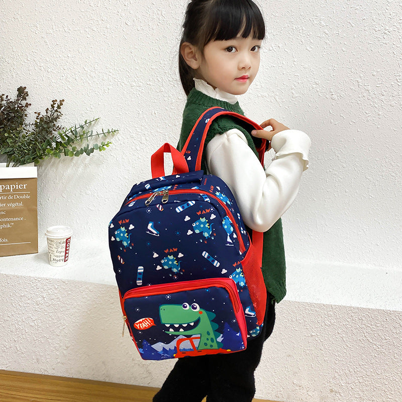 Children's Bag Cute Dinosaur Kindergarten Cartoon Print Male And Female Baby Backpack - KoukouSmart