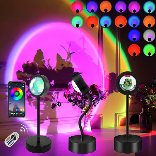 Smart Bluetooth Sunset Projection Lamp Sunset Projector Night Light APP Remote Led Lights for Room Decoration Photography Gifts - KoukouSmart