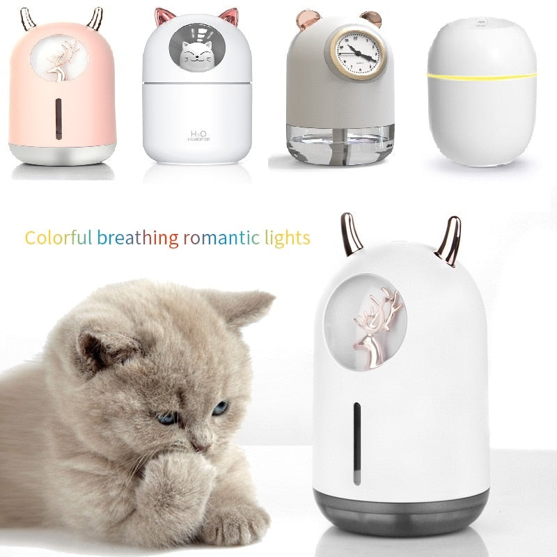 New Humidifier Cute Pet Mini Household Small Moisturizing Aromatherapy Car Creativity Air Bear USB Humidifier LED Mist Maker - KoukouSmart