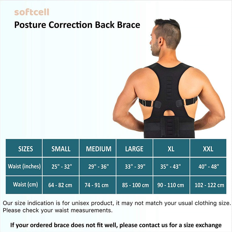Magnetic therapy posture corrector brace supporter shoulder back support belt menwomen braces and support belt shoulder posture - KoukouSmart