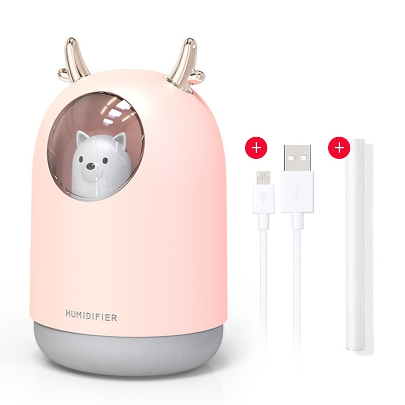 New Humidifier Cute Pet Mini Household Small Moisturizing Aromatherapy Car Creativity Air Bear USB Humidifier LED Mist Maker - KoukouSmart