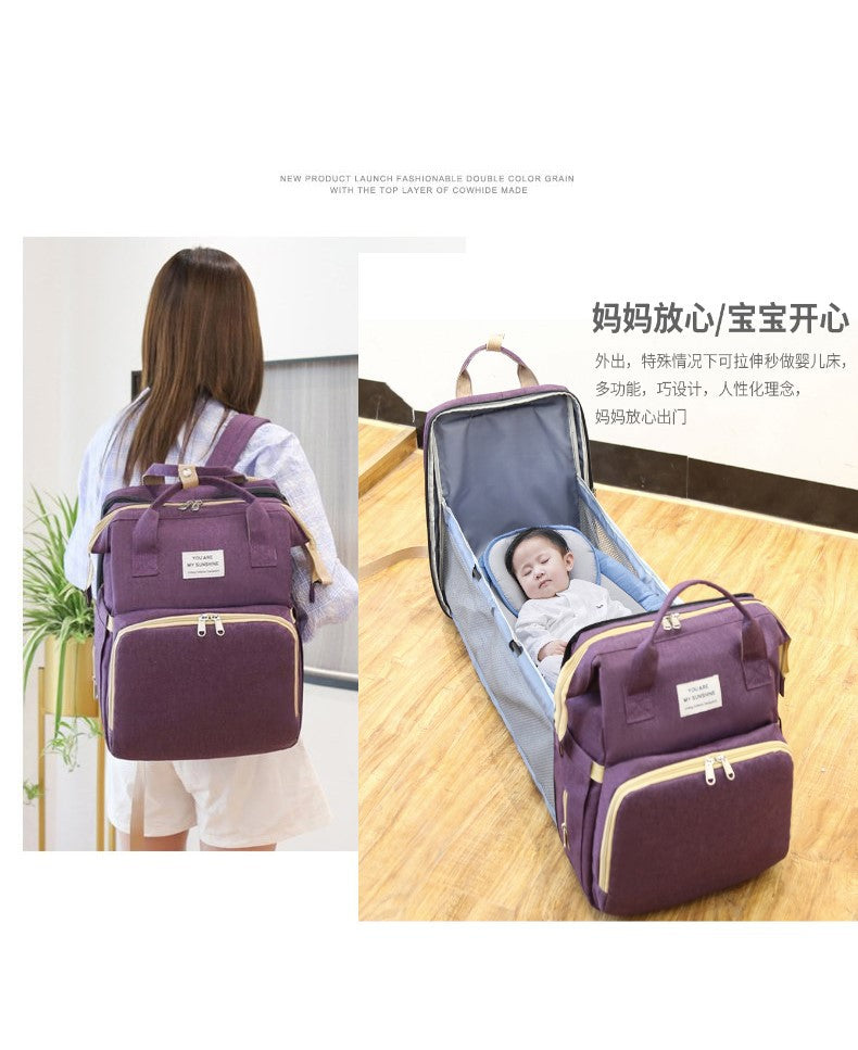 Cross-border new bed bag one mummy bag going out handbag mother and baby bag portable multi-functional mother bag backpack - KoukouSmart