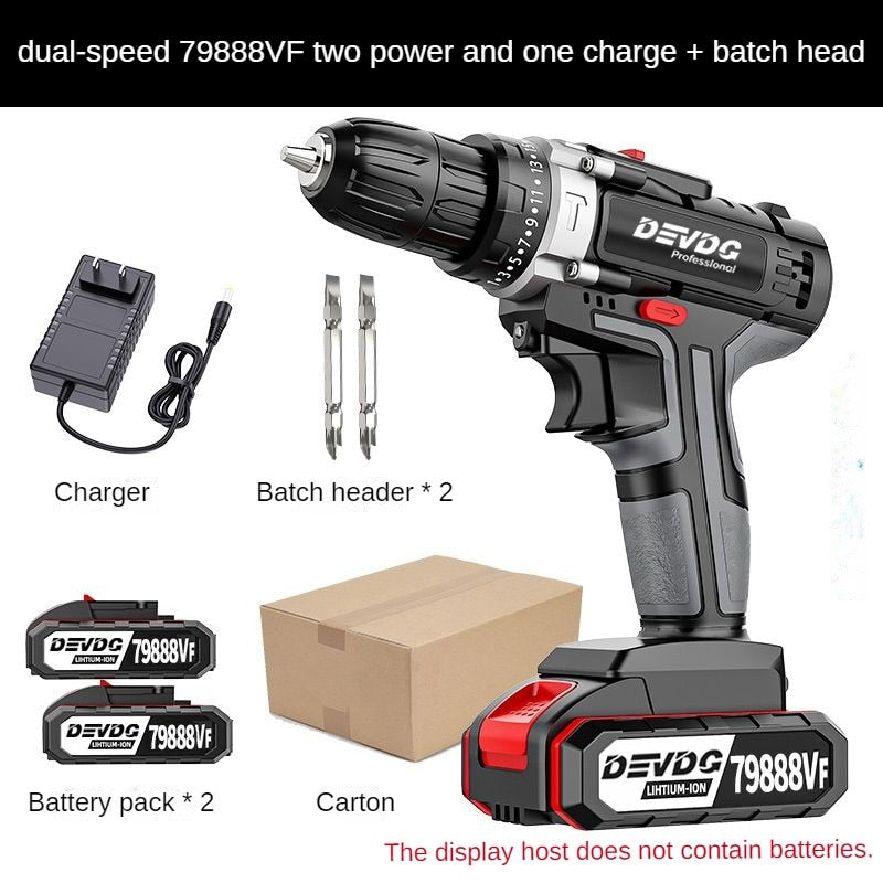Cordless impact drill high-power hand electric drill lithium battery household dual speed multifunctional electric screwdriver - KoukouSmart